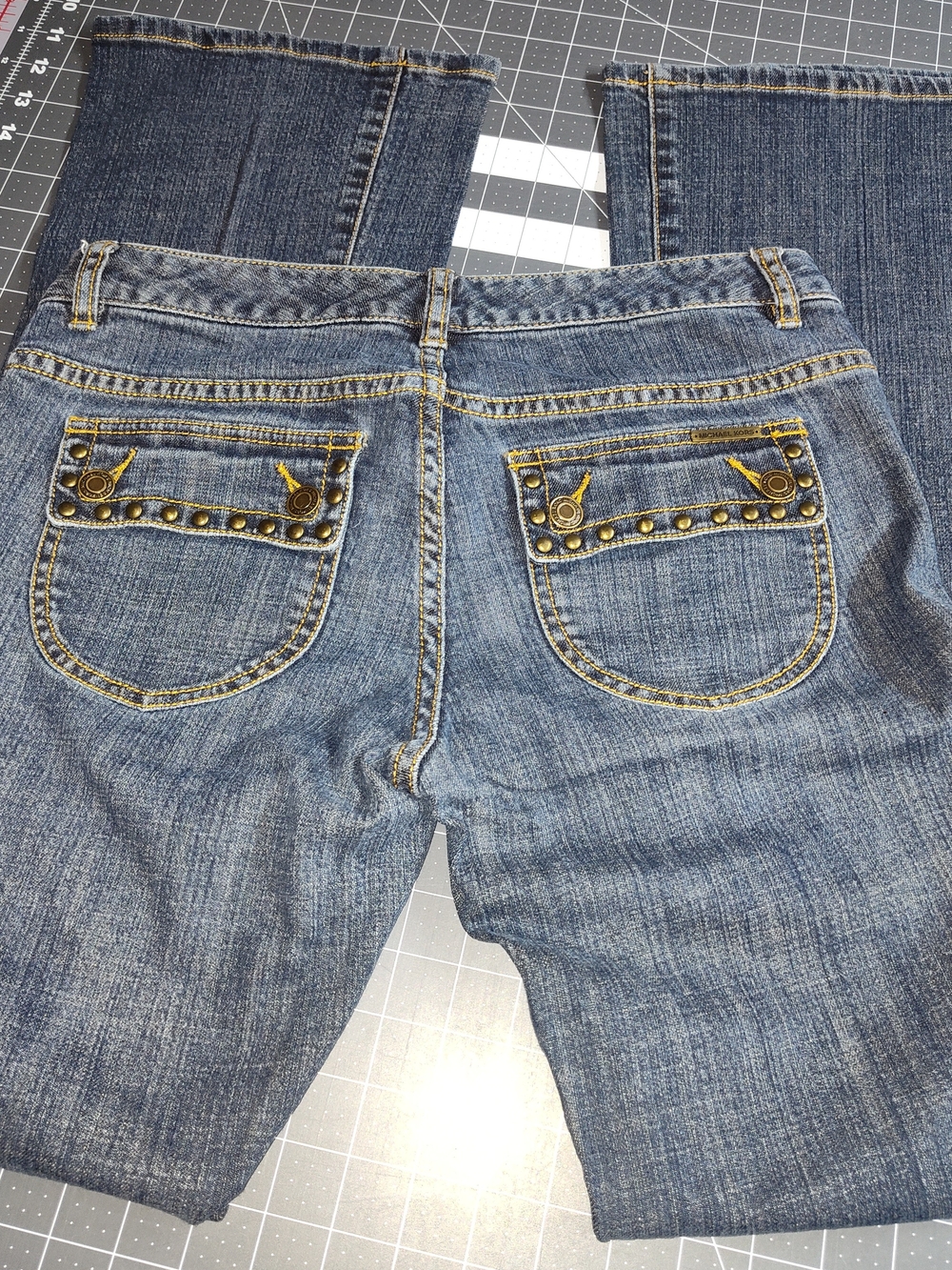 Michael Kors Women's Blue Denim Bootcut Jeans with Studded Pocket Trim Size 4